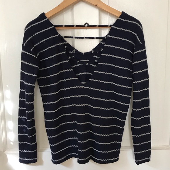 Chaser navy striped viscose strappy back top - Picture 8 of 11